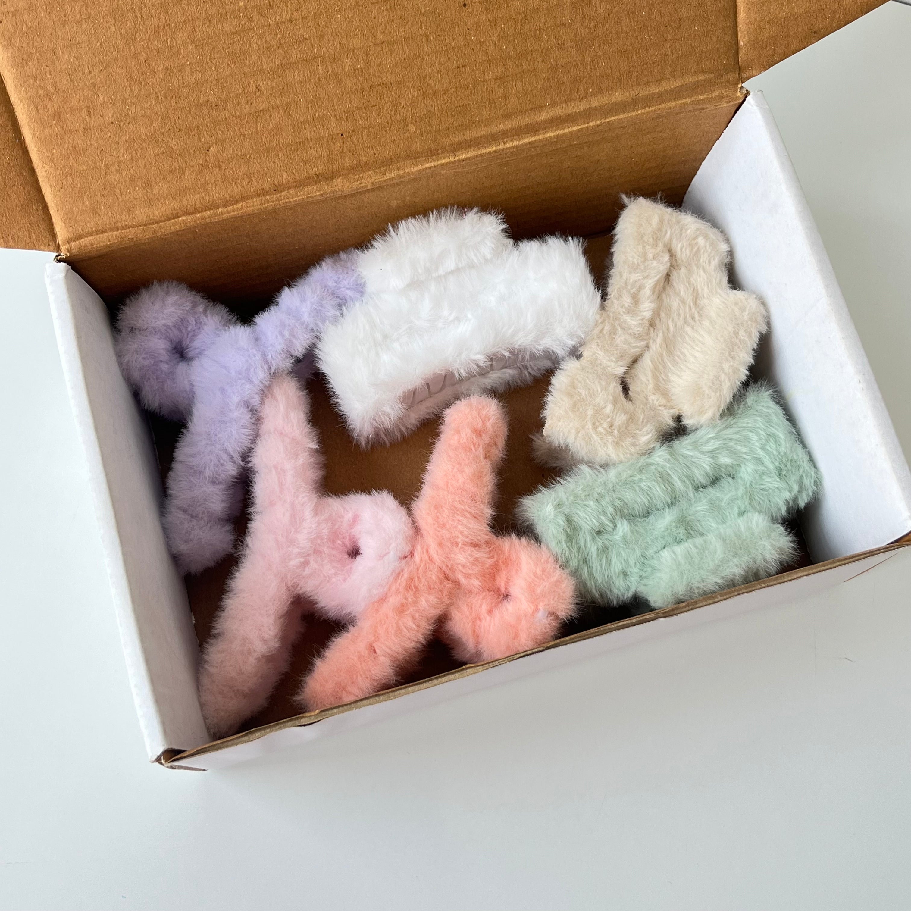 FurBlush – Soft Furry Hair Clip Combo (Set of 6)